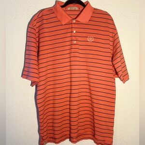 Peter Millar Polo Orange & Blue Performance Golf Short Sleeve Shirt Size XL